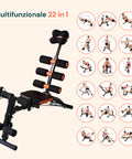 Panca Pieghevole Multifunzione 22 in 1 – Allenamento Addominali, Braccia e Gambe