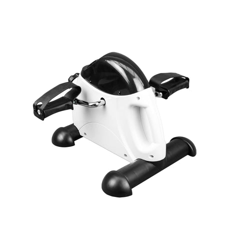 Mini cyclette portatile da tavolo o pavimento per riabilitazione e tonicità, design bianco e nero compatto salvaspazio
