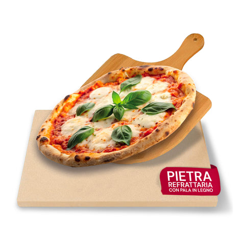 Ensemble pierre à pizza réfractaire et pelle en bambou pour une pizza croustillante faite maison