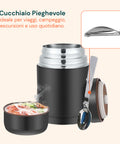 Thermos Portavivande in Acciaio con Cucchiaio e Borsa Inclusi