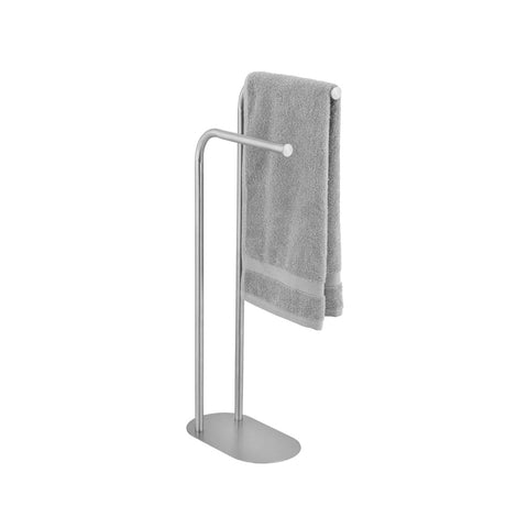 Porte-serviettes sur pied 2 bras en acier avec base ovale 17x30x82cm