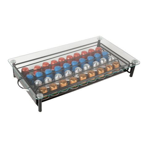 Distributeur de capsules en verre et métal pour café Nespresso 40 positions Design moderne