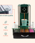 Dispenser Capsule Vetro e Metallo per Caffè Nespresso da 40 Posti Design Moderno