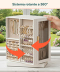 Organizer Gioielli Rotante a 360° con Cassetti, Ganci e Rivestimento in Velluto