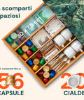 Cassetto Porta Cialde e Capsule in Bambù con Ripiano in Vetro Vari Sfondi