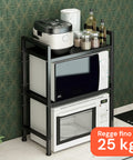 Scaffale da Cucina Espandibile a 3 Ripiani in Metallo e Legno con 6 Ganci Inclusi