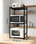 Scaffale da Cucina Espandibile a 3 Ripiani in Metallo e Legno con 6 Ganci Inclusi