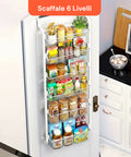 Organizer Verticale Pensile Multiuso da Porta a 6 Ripiani per Bagno o Cucina