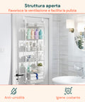 Organizer Verticale Pensile Multiuso da Porta a 6 Ripiani per Bagno o Cucina