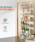 Organizer Verticale Pensile Multiuso da Porta a 6 Ripiani per Bagno o Cucina