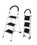 Scaletta Acciaio Nero Bianco 3-4 Gradini Portata 150kg per Casa e Garage
