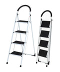Scaletta Acciaio Nero Bianco 3-4 Gradini Portata 150kg per Casa e Garage