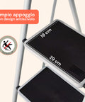 Scaletta Acciaio Nero Bianco 3-4 Gradini Portata 150kg per Casa e Garage