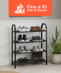 Porta Scarpe in Plastica Rinforzata – Scarpiera a 4 Ripiani Compatta e Resistente