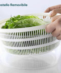 Centrifuga per Insalata con Manovella, Ciotola Trasparente e Cestello da 4 Litri