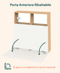 Scrivania da Parete con Ripiano Ribaltabile e 2 Scaffali Integrati 63x15x63cm