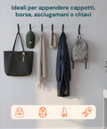 Ganci Appenditutto da Parete in Metallo Nero 10 Pezzi con Kit di Montaggio
