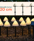 Luci Solari a Fungo da Esterno – Set 12 Segnapasso con Pannello Solare e LED Caldi