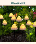 Luci Solari a Fungo da Esterno – Set 12 Segnapasso con Pannello Solare e LED Caldi