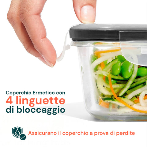 Kit 16 Contenitori Alimentari per Frigo e Dispensa– Chiusura a Scatto Sicura