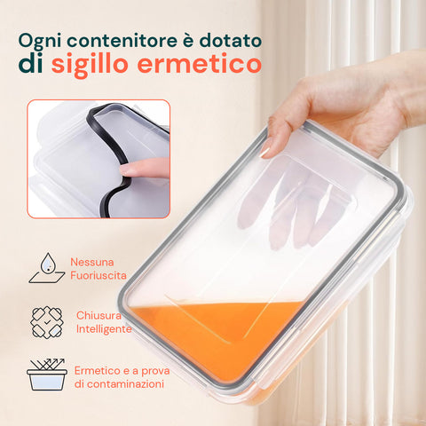 Kit 16 Contenitori Alimentari per Frigo e Dispensa– Chiusura a Scatto Sicura