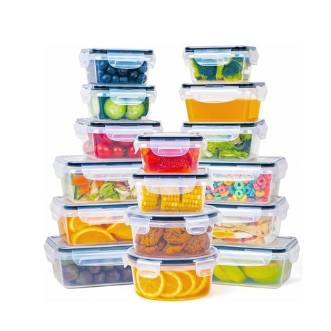 Kit 16 Boîtes de Conservation Alimentaire pour Réfrigérateur et Garde-Manger – Fermeture à Clip Sécurisée