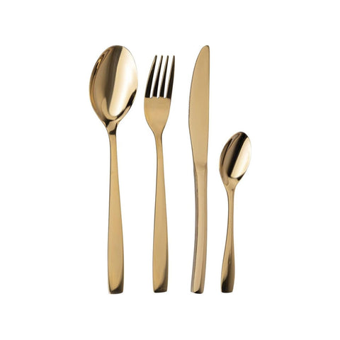 Couverts Sibilla – Set de 16 en acier inoxydable doré brillant élégant