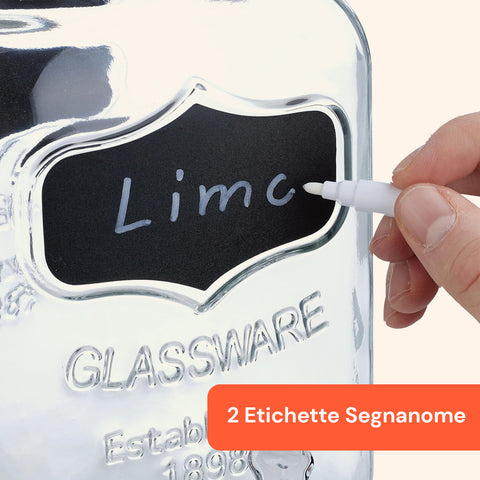 Set 2 Dispenser Bevande Vetro 4L con Rubinetto e Supporto in Metallo