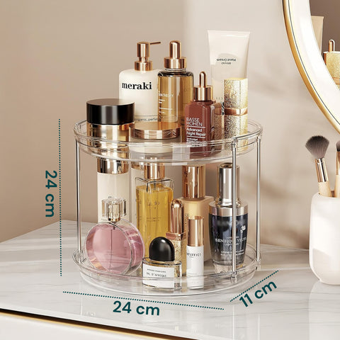 Set 2 Organizer Rotanti 360° Impermeabili 2 Livelli per Cosmetici e Bagno