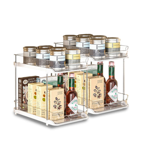 Lot de 2 organisateurs multifonctions avec 2 étagères empilables pour cuisine, salle de bain, salon