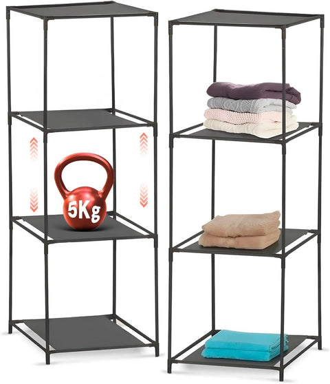 Avilia-Scaffali Modulari 3 Ripiani in Stoffa-Set 2 Pezzi Altezza Regolabile 98x34x34cm Ean 8056819050196