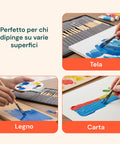 Set 24 Pennelli Professionali in Nylon con Manico in Legno di Betulla