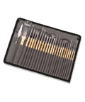 Set 24 Pennelli Professionali in Nylon con Manico in Legno di Betulla