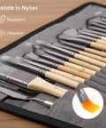 Set 24 Pennelli Professionali in Nylon con Manico in Legno di Betulla