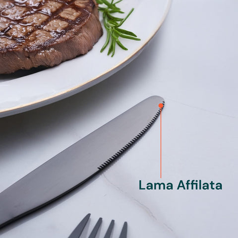 Posate Sibilla – Set da 24 in Acciaio Inox Satinato Nero Elegante