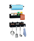 Set 3 Organizer Magnetico Cucina: Porta Spezie, Barattoli e Porta Rotolo Senza Fori