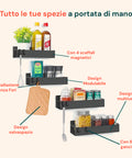 Set Ripiani Magnetici per Frigo – Robusti Porta Spezie in Metallo con Magnete