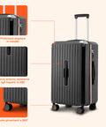 Valigie Trolley Nero 56-66-76 cm in ABS con Doppie Ruote Girevoli