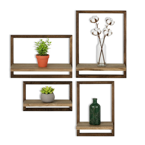 Lot de 4 étagères murales en bois de différentes tailles – Design moderne et robuste