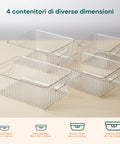 Set 4 Contenitori Trasparenti con Manici – Impilabili e Resistenti