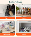Set 4 Contenitori Trasparenti con Manici – Impilabili e Resistenti