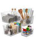 Set 4 Contenitori Trasparenti con Manici – Impilabili e Resistenti