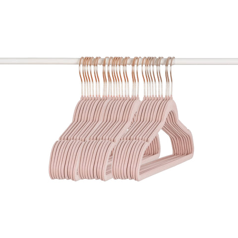 Lot de 50 cintres en velours rose antidérapants avec crochet pivotant