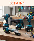 Set Completo per Fai da Te con Avvitatore a Batteria e Trapano a Percussione Multifunzione