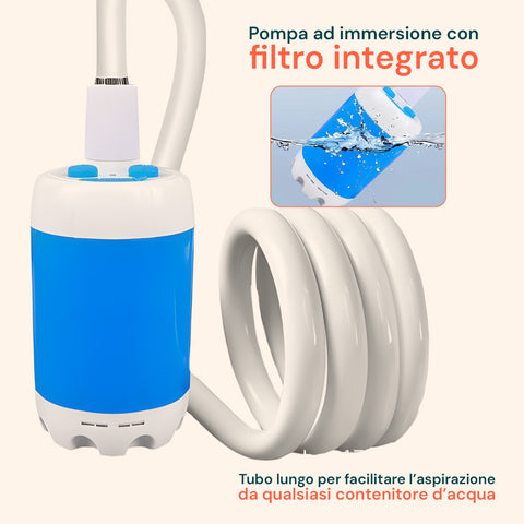 Doccia Portatile 5200 mAh per Campeggio – 120 Min Di Autonomia e Ricarica USB