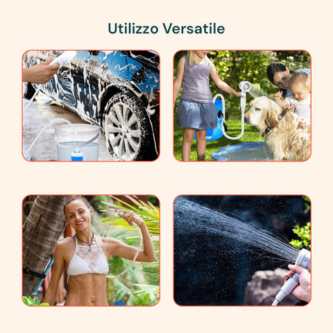 Doccia Portatile 5200 mAh per Campeggio – 120 Min Di Autonomia e Ricarica USB