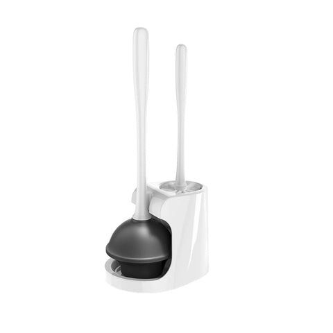 Ensemble WC 3-en-1 avec brosse, débouchoir et base hygiénique peu encombrante