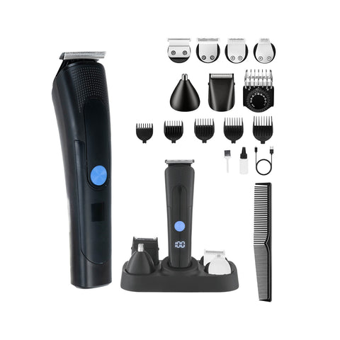 Tagliacapelli e Regolabarba Cordless con Display LED e Accessori 12 in 1
