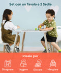 Set Scandi per Cameretta – Tavolo e 2 Sedie in Legno Bianco per Bambini