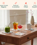 Sottobicchieri Floreali in Ceramica – Set 4 per Bevande Calde e Fredde